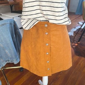 Undivided imitation suede button down skirt